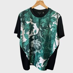 Ted Baker Green Floral Panel Short Sleeve Tee